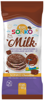 Sonko Kids Milk Wafle ryżowo-kukurydziane w czekoladzie 65G