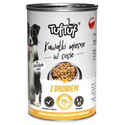 TUF TUF PUSZKA KAWAŁKI MIĘSNE Z DROBIEM DLA PSA 415G
