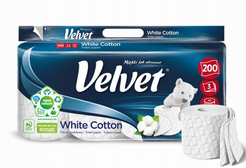 Velvet Papier Toaletowy White Cotton 8 Rolek