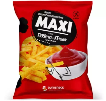 EUROSNACK CHRUPKI KUKURYDZIANE MAXI O SMAKU FRYTKA Z KETCHUPEM  130G