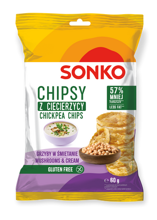 Sonko Chipsy z ciecierzycy o smaku grzybów w śmietanie 60g