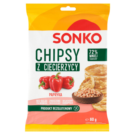 SONKO CHIPSY Z CIECIERZYCY O SMAKU PAPRYKOWYM 60G