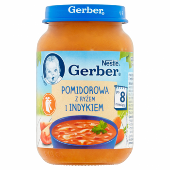 Gerber Zupka pomidorowa z ryżem i indykiem po 8 miesiącu 190 g