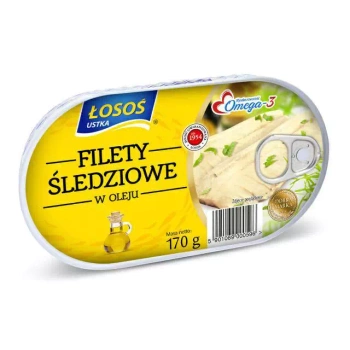 ŁOSOŚ FILETY ŚLEDZIOWE W OLEJU 170G