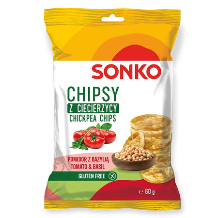 Sonko Chipsy z ciecierzycy o smaku pomidora z bazylią 60g