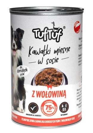 TUF TUF PUSZKA KAWAŁKI MIĘSNE Z WOŁOWINĄ DLA PSA 415G