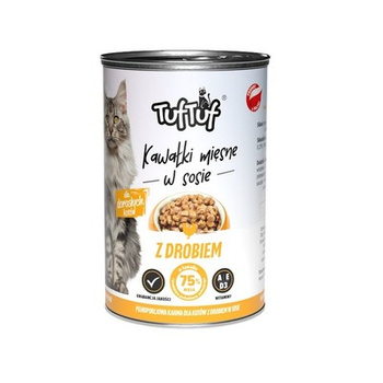 TUF TUF PUSZKA KAWAŁKI MIĘSNE Z DROBIEM DLA KOTA 415G