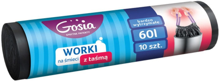 GOSIA WORKI NA ŚMIECI Z TAŚMĄ 60L 10SZTUK 