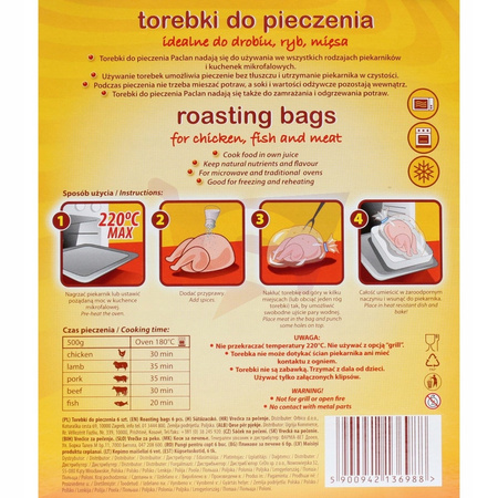 Torebki do pieczenia Paclan 35 cm x 38 cm przezroczysty