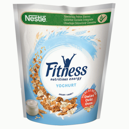 Nestlé Fitness Płatki 225g Yoghurt - Chrupiące Płatki Śniadaniowe z Jogurtowym Smakiem i Płatkami Zbóż, Idealne na Zdrowe Śniadanie