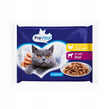 PREVITIAL KARMA MOKRA DLA KOTA KURCZAK/CIELĘCINA 4x100G