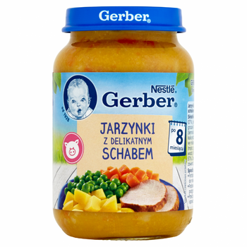 Gerber Obiadek Jarzynki z delikatnym schabem po 8 miesiącu 190 g