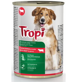 TROPI KAWAŁKI DLA PSA Z WOŁOWINĄ PUSZKA 415G