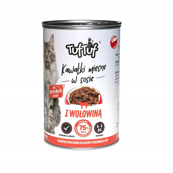 TUF TUF PUSZKA KAWAŁKI MIĘSNE Z WOŁOWINĄ DLA KOTA 415G