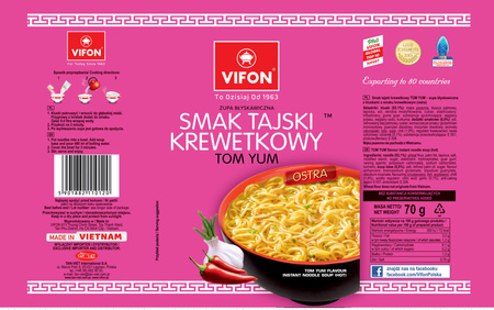 Zupa błyskawiczna tajska krewetkowa VIFON 70 g