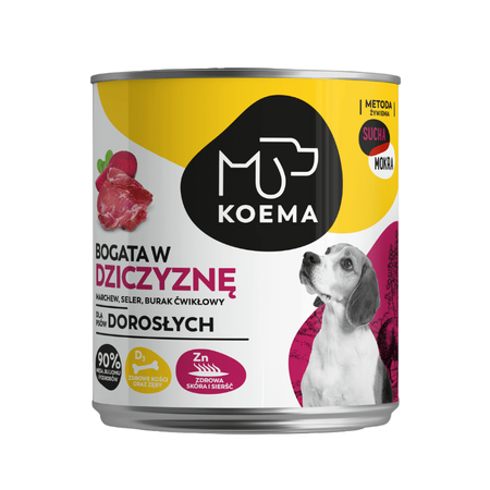 KOEMA Mokra karma dla psa z dziczyzną, puszka 800g