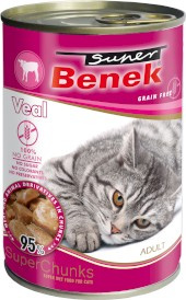 KARMA MOKRA SUPER BENEK DLA KOTA BEZZBOŻOWE KĄSKI Z CIELĘCINĄ W SOSIE 415G