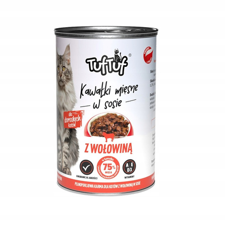 TUF TUF PUSZKA KAWAŁKI MIĘSNE Z WOŁOWINĄ DLA KOTA 415G