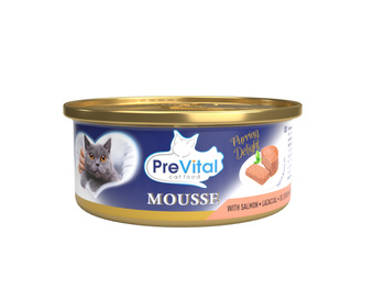 PREVITAL MINI PUSZKA MUS DLA DOROSŁYCH KOTÓW Z ŁOSOSIEM 85G