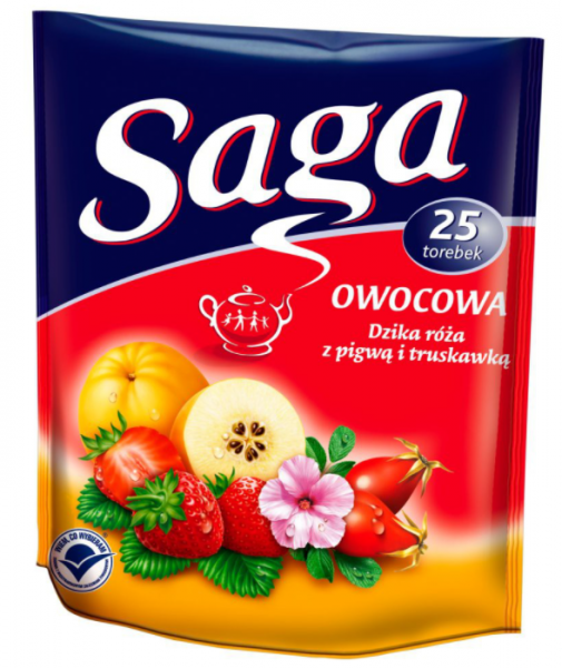 Saga Herbata ekspresowa owocowa Dzika róża, pigwa i truskawka 20 szt.