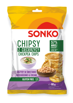 Sonko Chipsy z ciecierzycy o smaku grzybów w śmietanie 60g