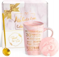 Kubek ceramiczny dla kobiet na 30 urodziny z łyżeczką 350ml j.niemiecki